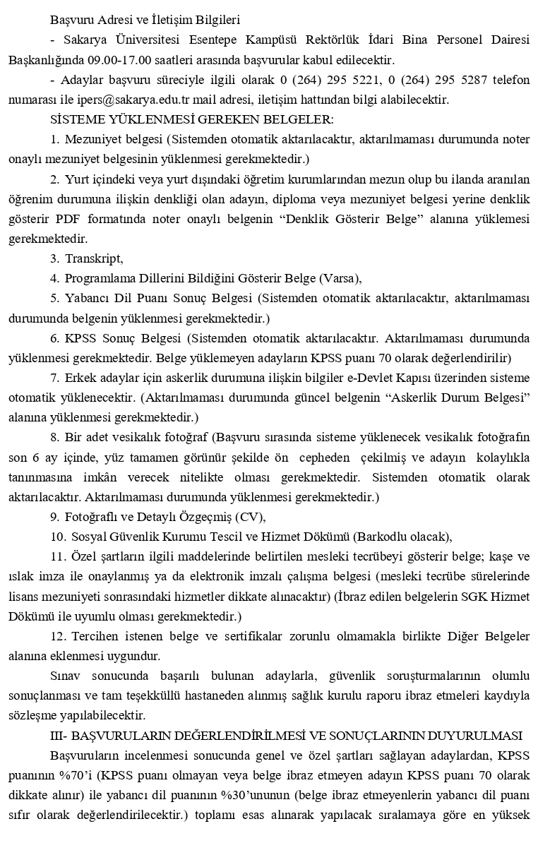 Sakarya Üniversitesi personel alacak! Sakarya Üniversitesi sözleşmeli kadro başvuruları başladı - Fotoğraf 4