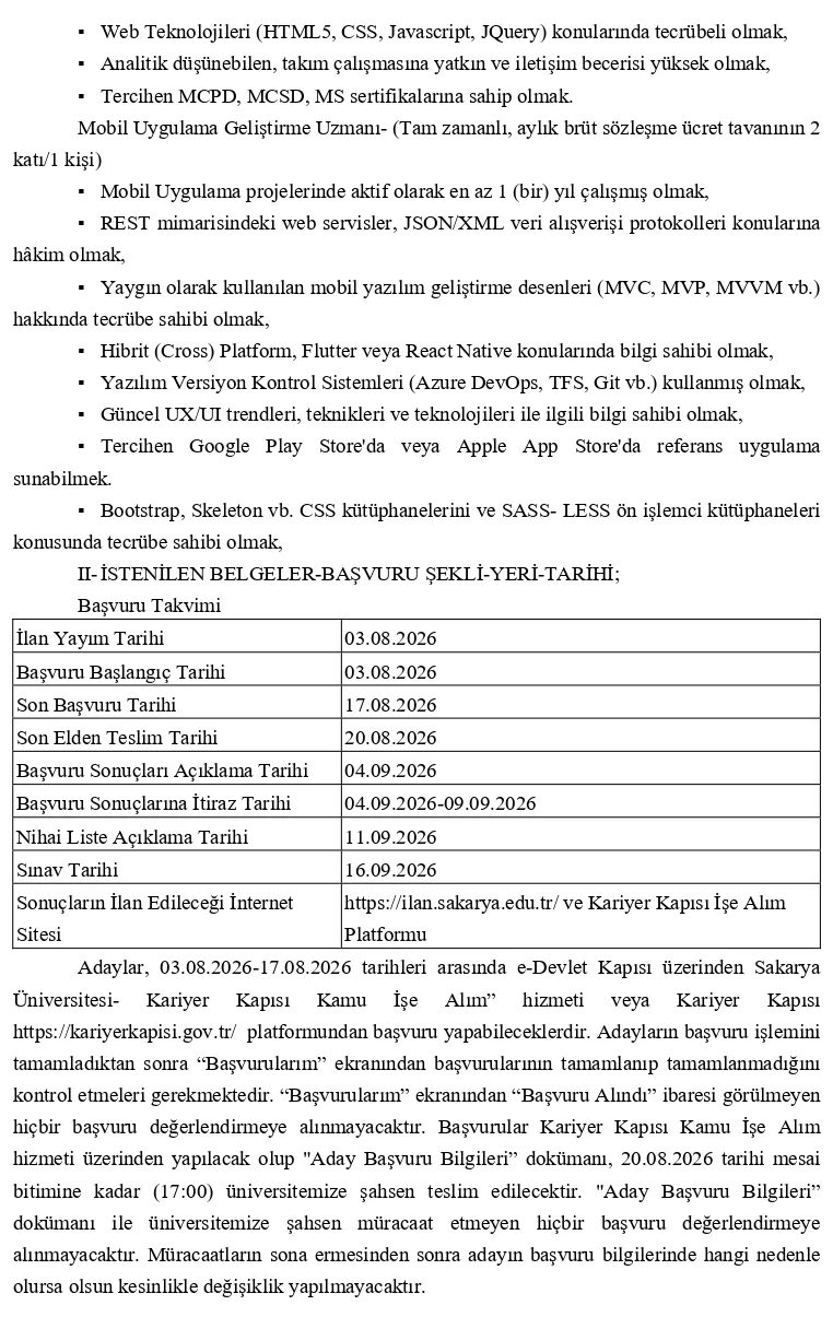 Sakarya Üniversitesi personel alacak! Sakarya Üniversitesi sözleşmeli kadro başvuruları başladı - Fotoğraf 3