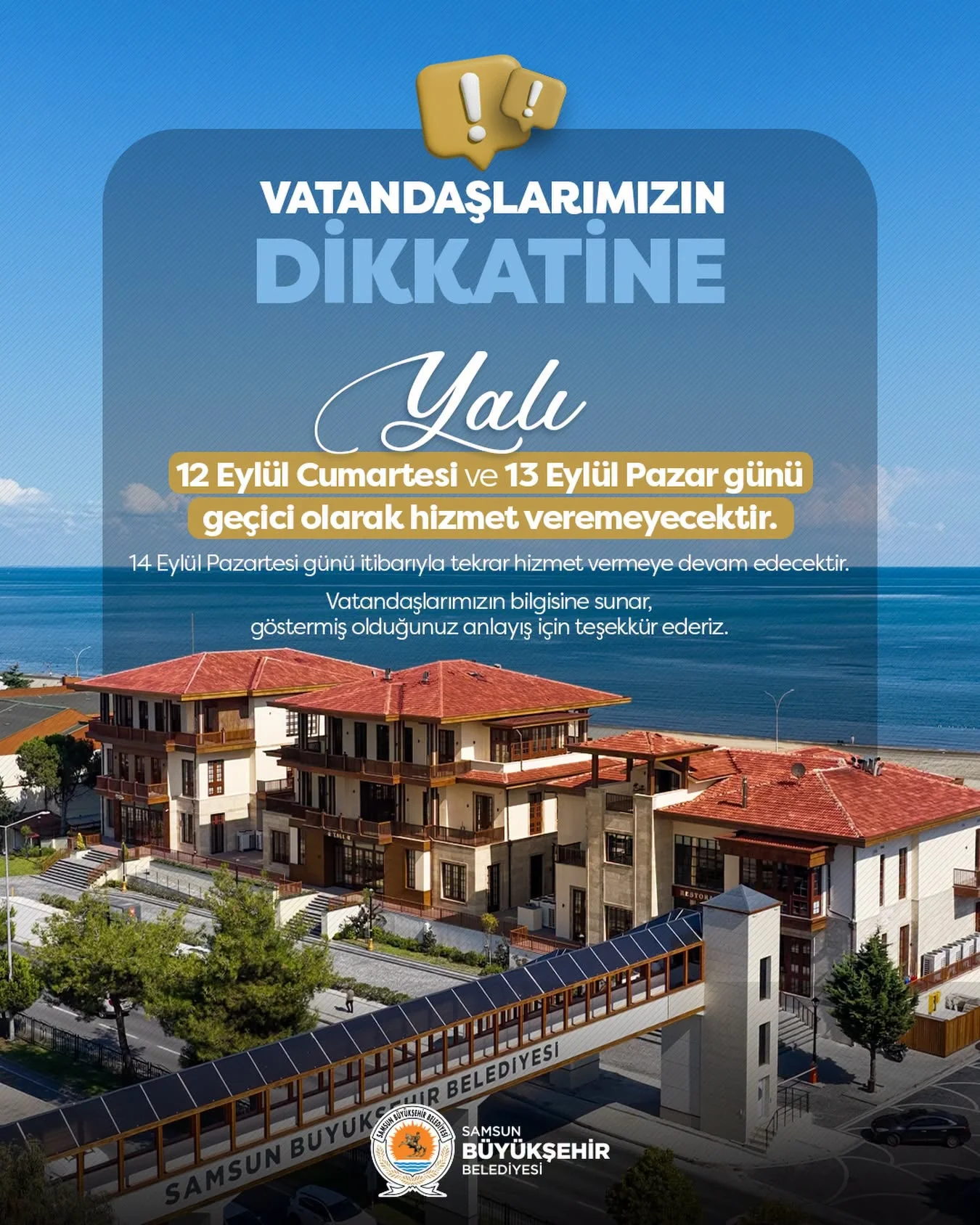 Samsunluların dikkatine Atakum Yalı Kafe hafta sonu kapalı olacak! - Fotoğraf 1