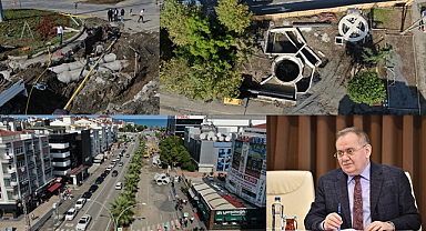 Samsun'da yağmur suyu kolektör hattı çalışmaları sürüyor