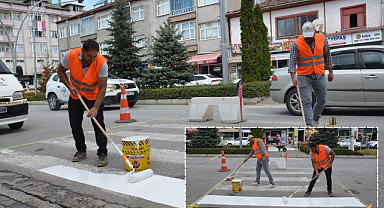 Havza’da Okul Önleri ve ilçe merkezindeki Yaya Geçitleri Boyandı