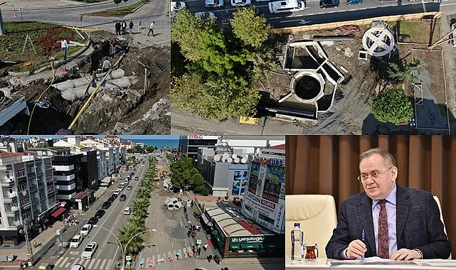 Samsun'da yağmur suyu kolektör hattı çalışmaları sürüyor
