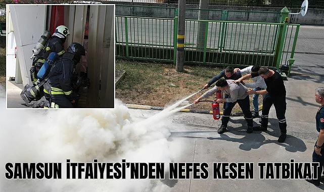 Samsun İtfaiyesi'nden nefes kesen tatbikat