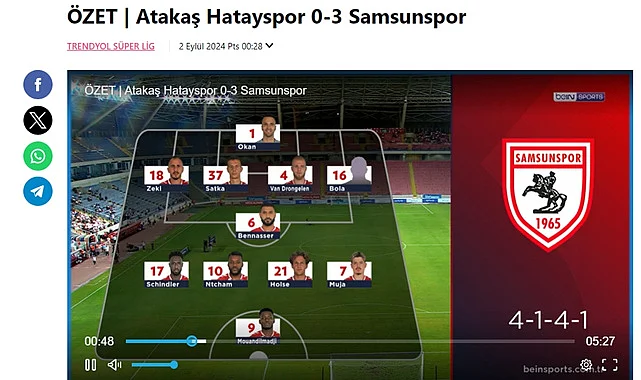 Samsunspor Hatayspor maçının golleri 3-0 
