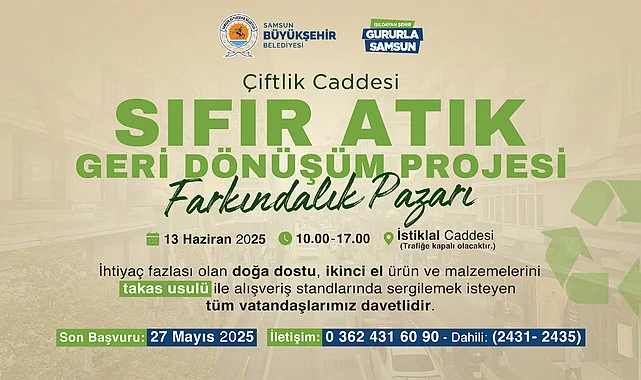 Büyükşehir tarafından çiftlik caddesi sıfır atık dönüşüm projesi farkındalık pazarı kuruluyor
