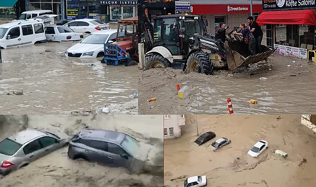 SAMSUN'UN HAVZA İLÇESİNİ SEL VURDU! ARAÇLAR SULARA GÖMÜLDÜ