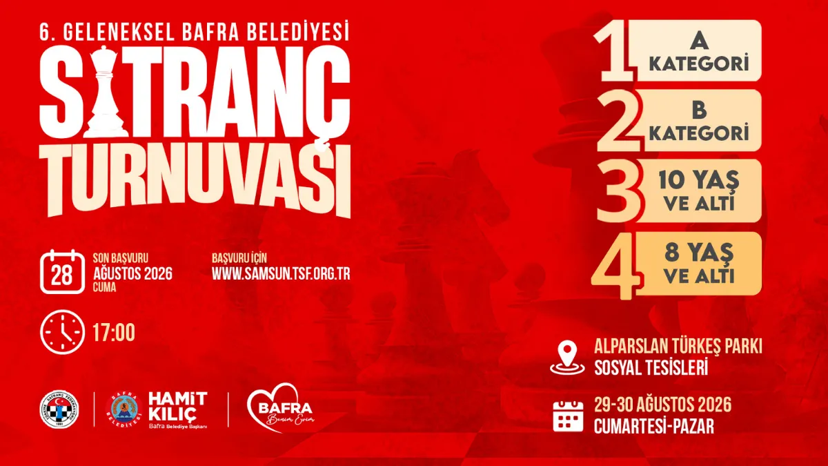 Bafra Belediyesi 6. geleneksel satranç turnuvası başvuruları başlıyor