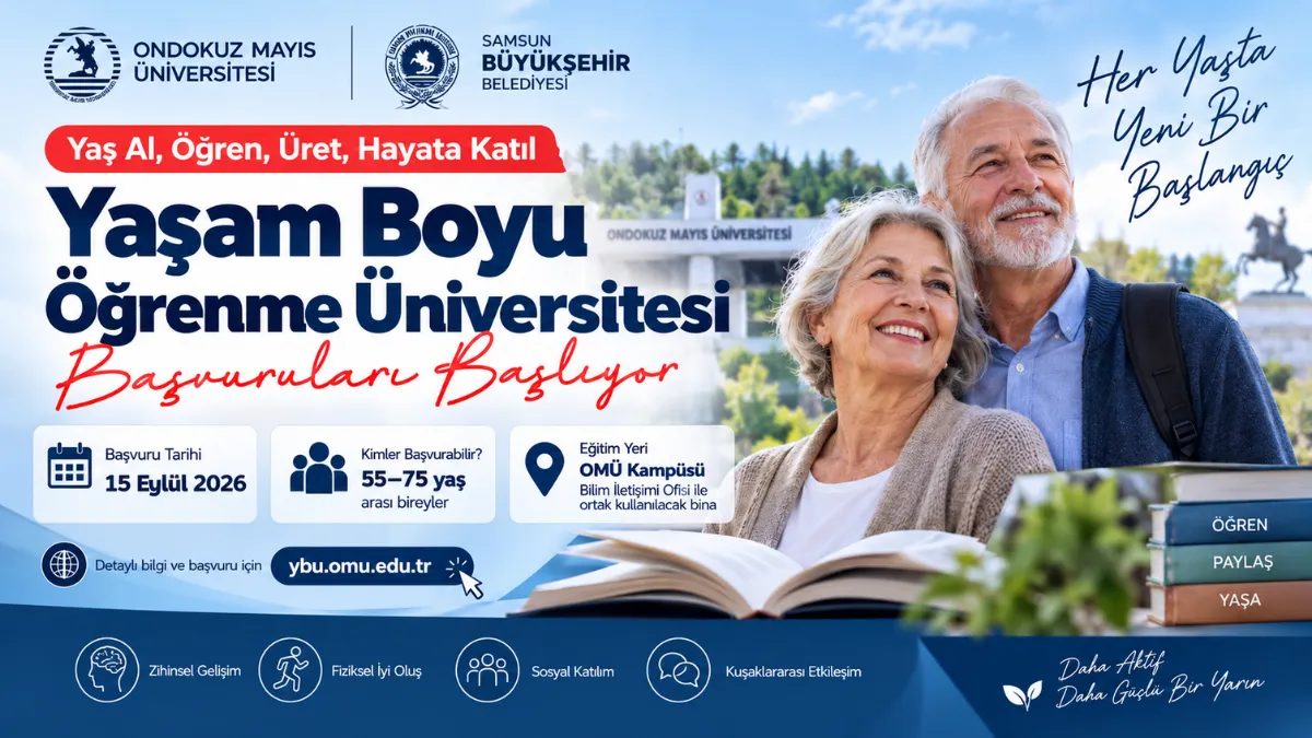 Samsun’da 55 Yaş Üstüne Üniversite Fırsatı Başvurular 15 Eylül’de