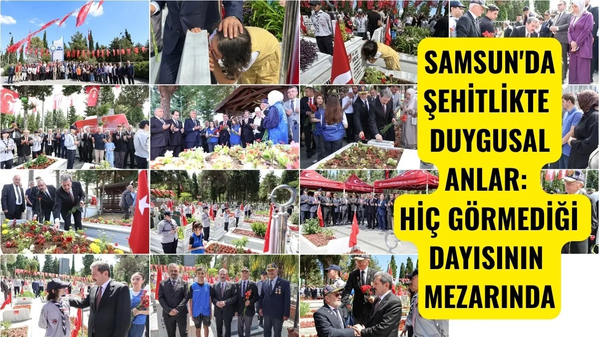 SAMSUN'DA ŞEHİTLİKTE DUYGUSAL ANLAR: HİÇ GÖRMEDİĞİ DAYISININ MEZARINDA