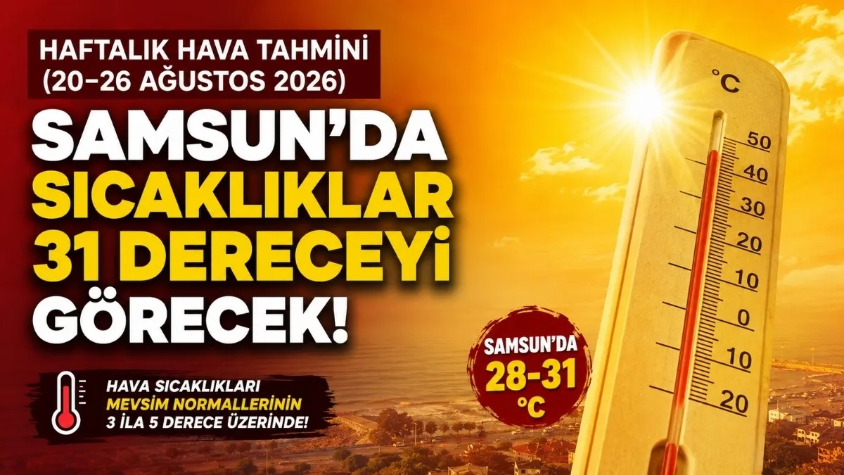 Samsun’da sıcaklıklar 31 dereceyi görecek! 20 Ağustos Samsun Hava Durumu